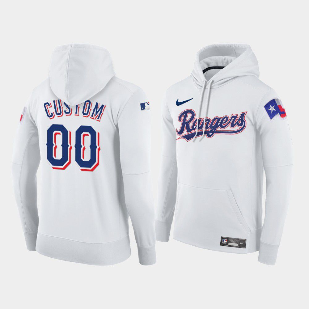 Men Texas Rangers #00 Custom white home hoodie 2021 MLB Nike Jerseys